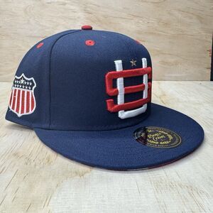 NEW 7 3/8 USA Rings Crwns United States Country Pride Fitted Cap Hat Blue